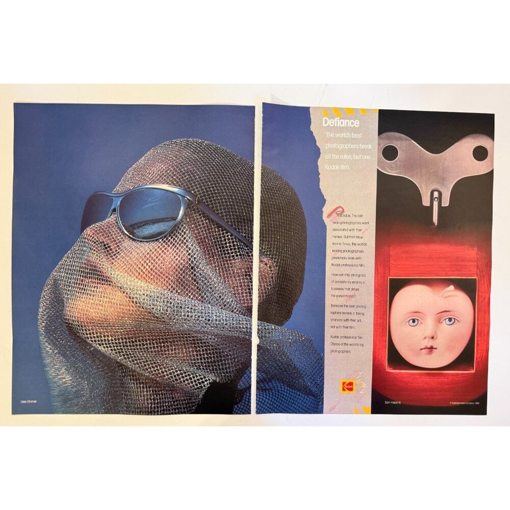 Vintage 1986 Kodak Film Photography Sam Haskins 2 Page Advertisement Print Ad